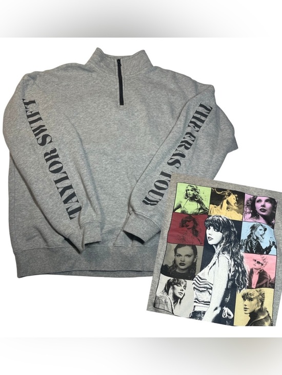 Taylor Swift Tops - Taylor Swift S The Eras Tour Gray Quarter Zip Crewneck Sweatshirt Official Merch
